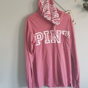 VS PINK hoodied long sleeve top